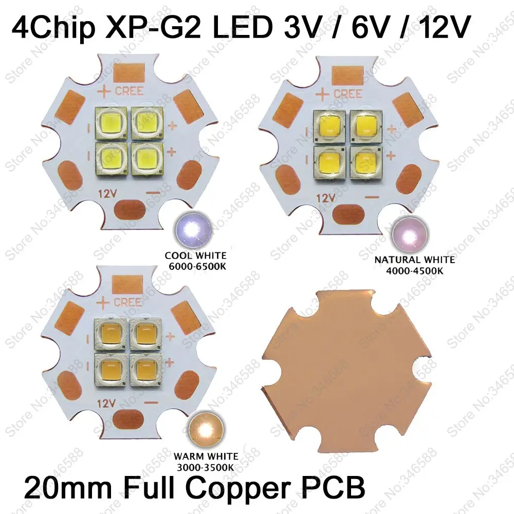 2 шт. 3 В/6 в/12 В Cree XPG2 XP-G2 4 чипа светодиода s 18 Вт светодиодный эмиттер высокой