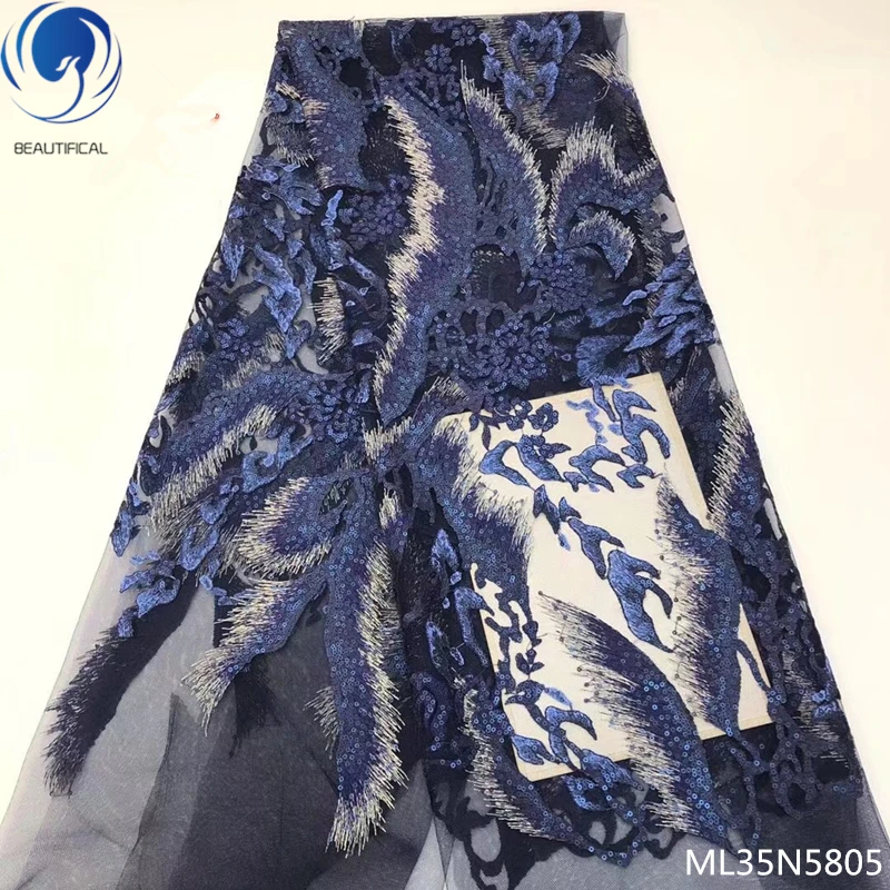 

Beautifical french net lace fabrics african tulle lace fabrics african 2019 sequin laces dress shiny laces 5yards/lot ML35N58