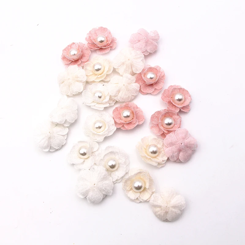 

6pcs Pearl Flowers Lace Dress Decoration Lace Fabric Applique Trimming Sewing Supplies DIY Sewing Craft For Cloth Hat Shoes