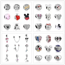 1 шт., Европейский самодельный браслет с Микки и Минни Маус, очаровательный браслет Pandora, ювелирные изделия для женщин S006