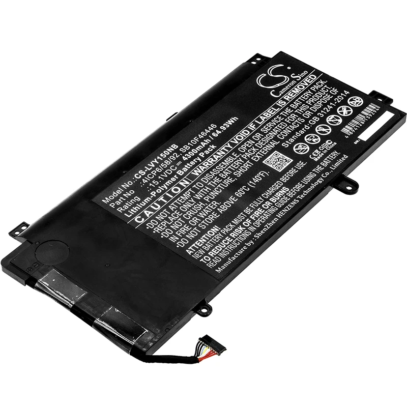 

UPGRADE Cameron Sino Battery For Lenovo 00HW008,00HW009,00HW014 Notebook, Laptop Battery Li-Polymer 4300mAh / 64.93Wh