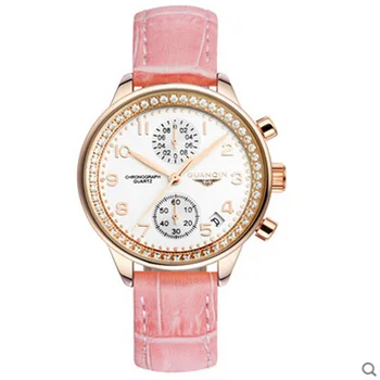 

GUANQIN brand Watch for women fashion vintage wristwatch leather dress watch lady quartz watch women rhinestone watches