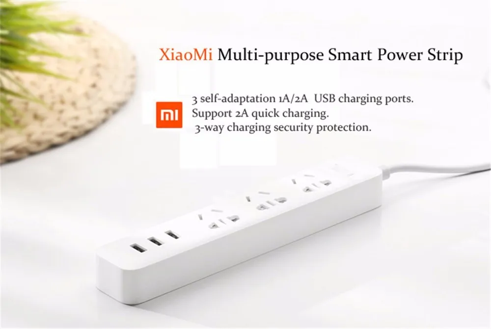 Новейшая Оригинальная xiaomi силовая лента Быстрая зарядка 3 гнезда USB удлинитель штепсельная вилка с гнездом стандартный материал гнезда