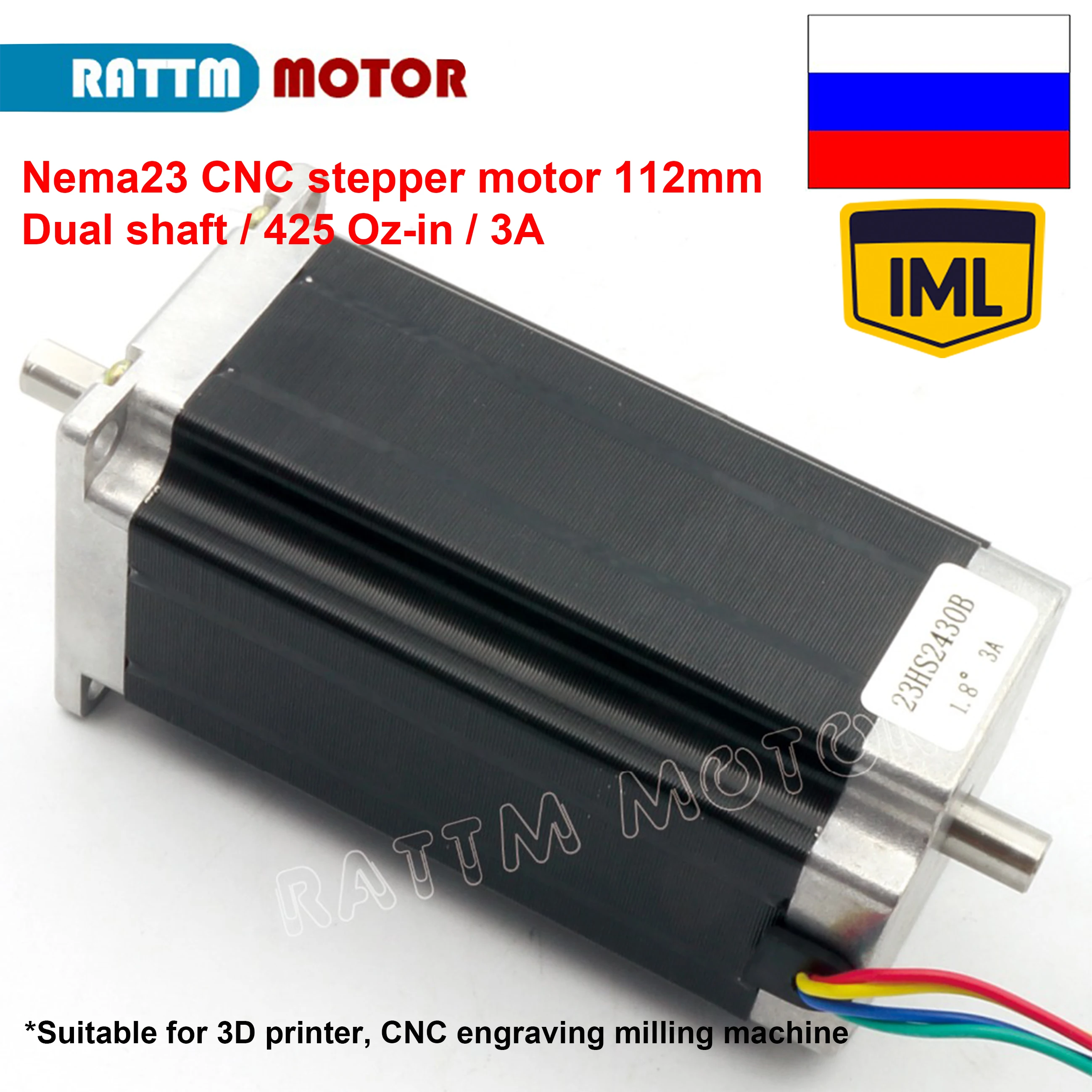 Nema 23 шаговый двигатель с двойным валом 57x112 мм 2.8N.cm 425 Oz in 4 провода 3A для деталей 3D