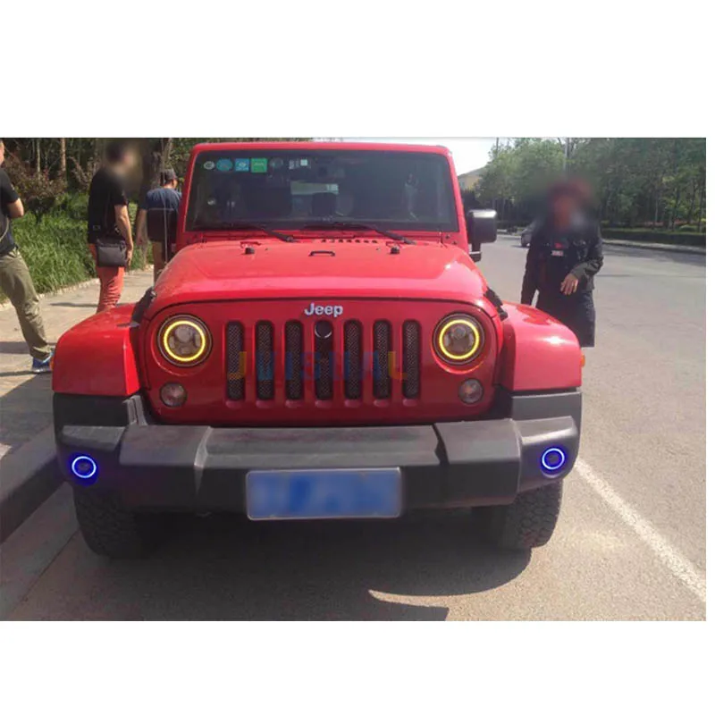 Комплект светодиодных гало фар 7 дюймов передняя фара H4 для Jeep с углами Lada Niva Toyota