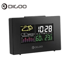 Digoo DG-C3 C3 беспроводной гигрометр с Цветной подсветкой USB, термометр, метеостанция, будильник, черный, 14 см x 9 см x 1,9 см