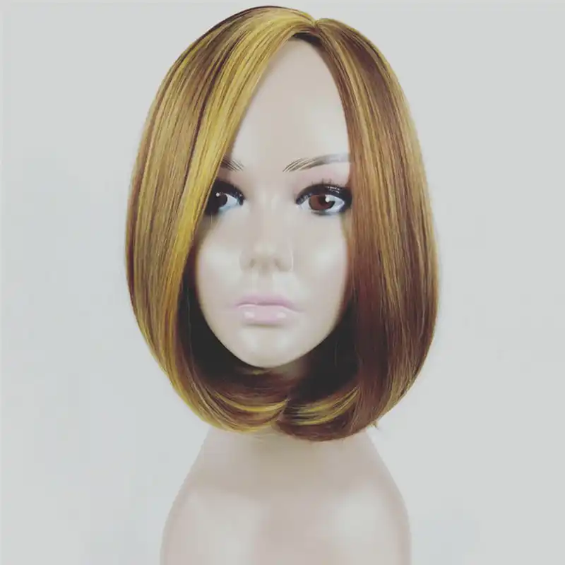 Fashion Casual Women Short Wig Bob Haircut Synthetic Straight Hair Hairpieces Natural Look One Size For Girls