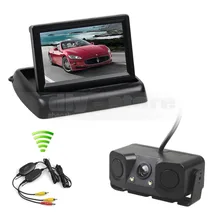 DIYKIT Wireless 4.3 Inch Car Reversing Camera Kit Back Up Car Monitor Parking Radar Sensor 2 in 1 Car Camera Parking System