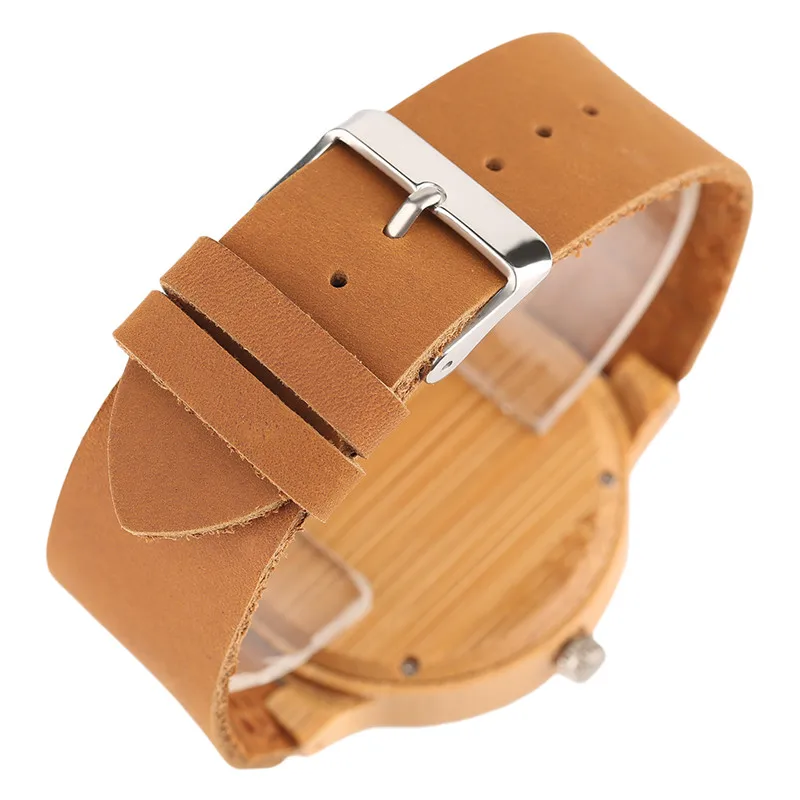 Casual Men Women Nature Wood Wristwatches Simple Bamboo Sliced Pattern Genuine Leather Strap Minimalist Wooden Watch Clock Gifts (6)