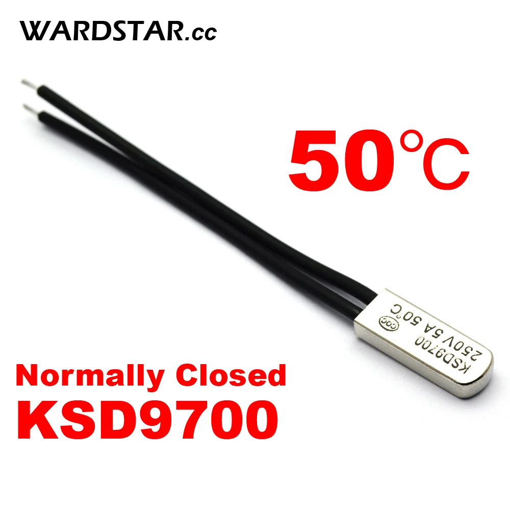 

5pcs/lot KSD9700 5A250V 50 Degree Celsius (N.C.) Normally Closed Temperature Switch Thermostat Thermal Protector
