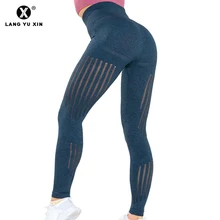 High Waisted Women Hollow Out Push up Tights Seamless Leggings Sexy Woman Yoga Pants Elastic Fitness Gym Leggings Femme Sport