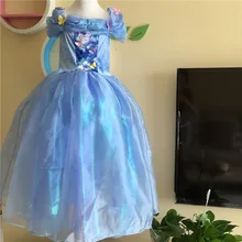 Beautiful blue kids cinderella dresses princess Christmas cosplay dress children clothing gift for girls wholesale