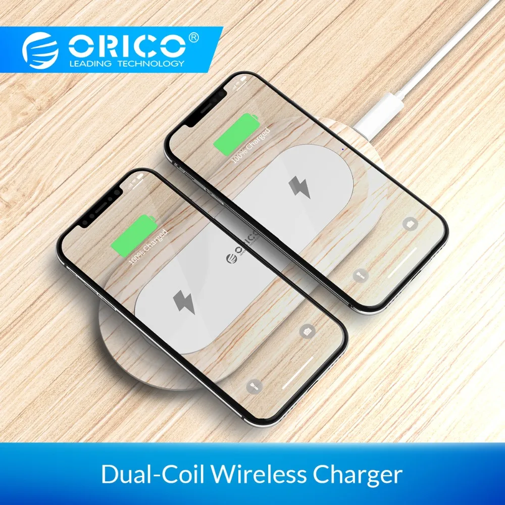 ORICO с двойной катушкой Беспроводной Настольный Зарядное устройство iPhone X/8/8 Plus USB Беспроводной зарядки для samsung S6/S7/S8/S8