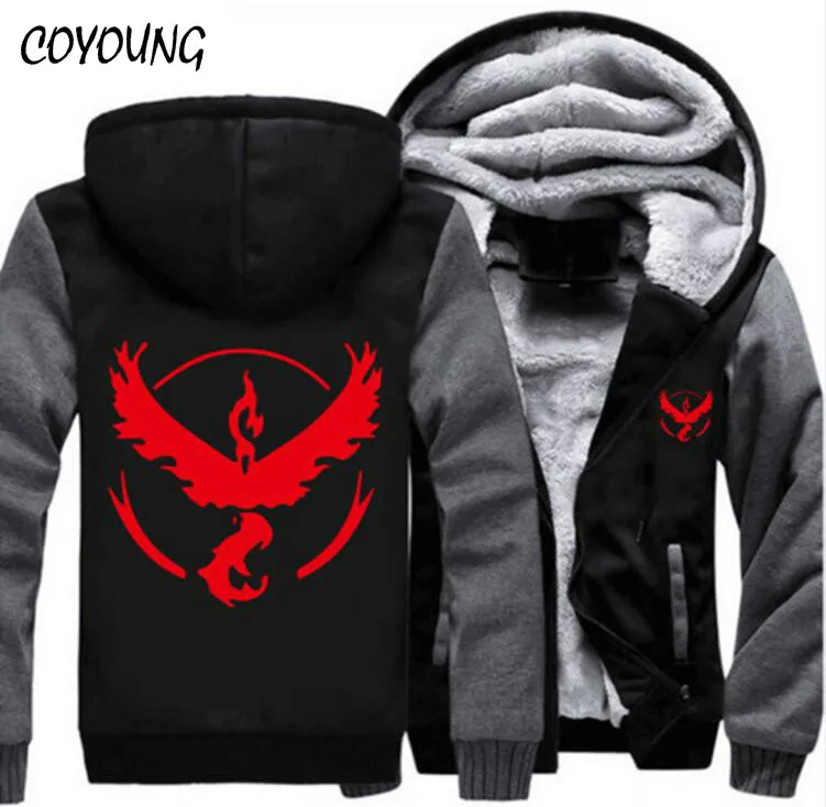 USA SIZE Men Hoodies Pokemon Go Team Valor Team Mystic Team Instinct Winter Fleece Sweatershirts Zipper Thicken Coat Jacket USA SIZE Men Hoodies Pokemon Go Team Valor Team Mystic Team Instinct Winter Fleece Sweatershirts Zipper Thicken Coat Jacket