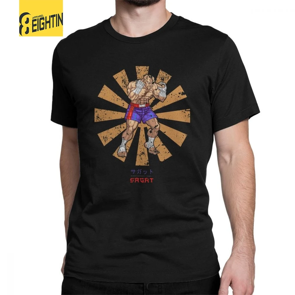 

Sagat Retro Japanese Street Fighter T Shirt Console Video Arcade Blanka Dhalsim Classic Pixel Man T-Shirt Crew Neck Cotton Tees