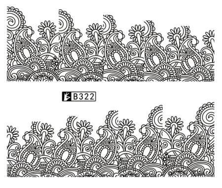 48 дизайнов, переводные наклейки для ногтей с цветами и водой, черная/белая Красивая фольга для обертывания, Переводные картинки, Временные татуировки, водяные знаки, B313-336