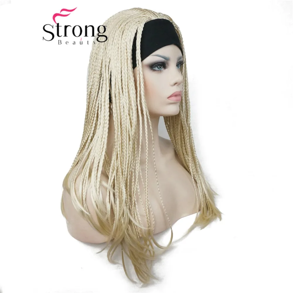 

StrongBeauty Long Blonde Braided 3/4 HEADBAND Full Synthetic Wig Box Braids Wig Coverage Wigs COLOUR CHOICES