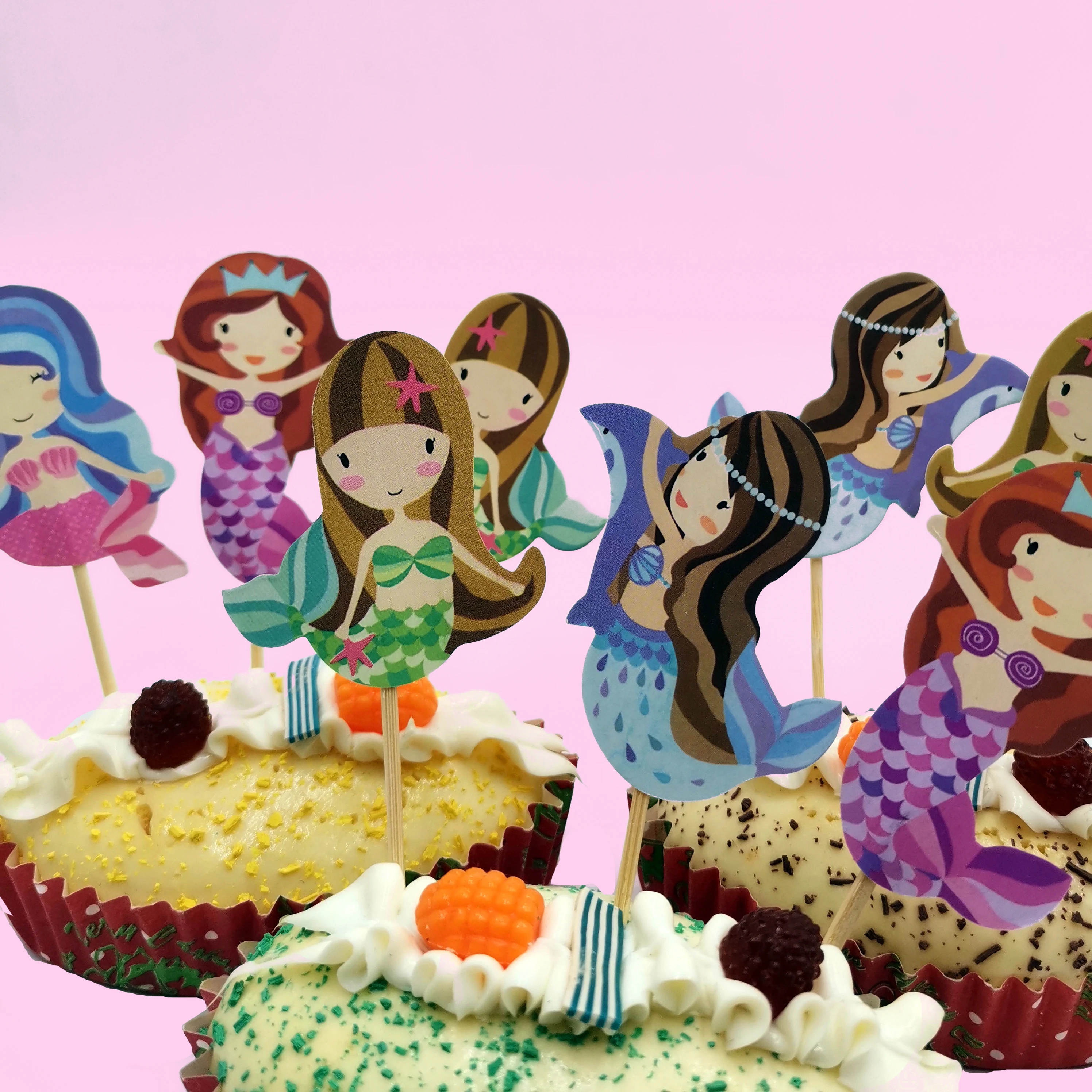 

24pc Little Mermaid cake Toppers Kids Birthday Party supplies Baby Shower Kids Children Birthday Party Decorative Supplies