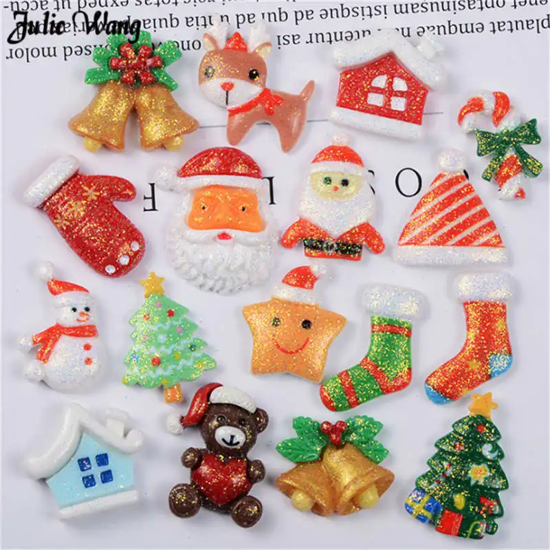 

10-20pcs Resin Flatback Cabochon Christmas Stocking Bell Random For Phone Case Scrapbooking Jewelry DIY Accessory Xmas Decor