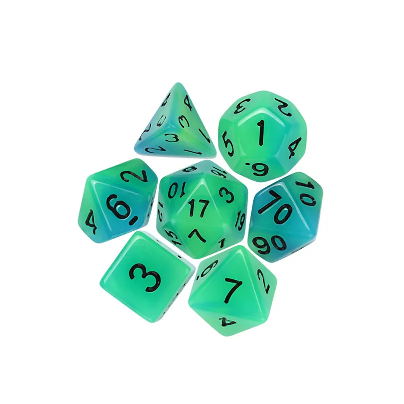 7pcs  Set Digital Dice Luminous TRPG Game Dungeons & Dragons Polyhedral D4-D20 Multi Sided Acrylic Dice #2N22 (5)