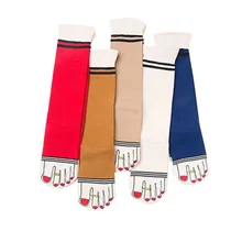 5 пар, женские носки, оригинальные забавные женские носки, четыре сезона, подходят для топа с листьями лотоса, красные лаки для ногтей, носки с кольцом, модные новые носки