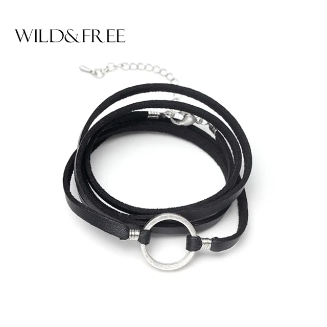 Wild & Free Women Handmade Black Brown Leather Bracelets Vintage Gold Silver Rou Wild & Free Women Handmade Black Brown Leather Bracelets Vintage Gold Silver Rou