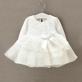 

New born baby girl dress vestido infantil white lace baby dress wedding party gowns girls baptism 1 year birthday gift