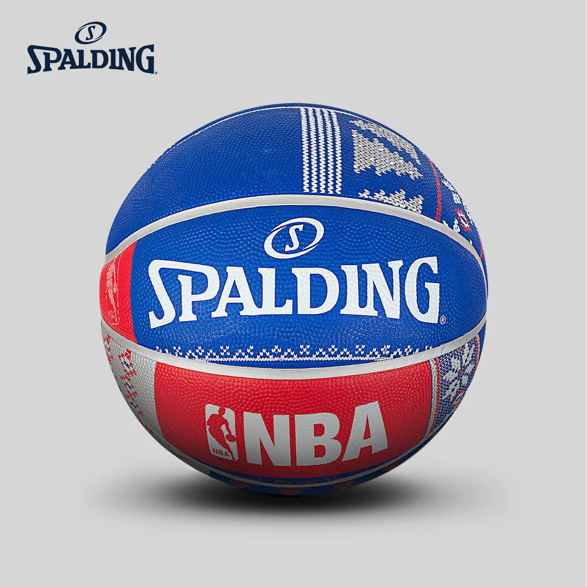 

Original SPALDING NBA LOGO Christmas Series Red/Blue 7# Rubber Men's Basketball 83-544Y
