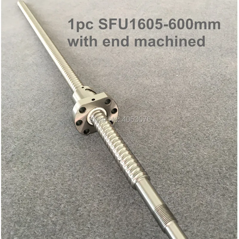 1pc SFU1605 600mm ballscrew with flange single ball nut BK12/BF12 end machined for CNC parts 1pc SFU1605 600mm ballscrew with flange single ball nut BK12/BF12 end machined for CNC parts