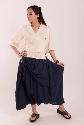 Женская летняя одежда винтажная Лоскутная хлопковая юбка с кисточками на груди модная повседневная