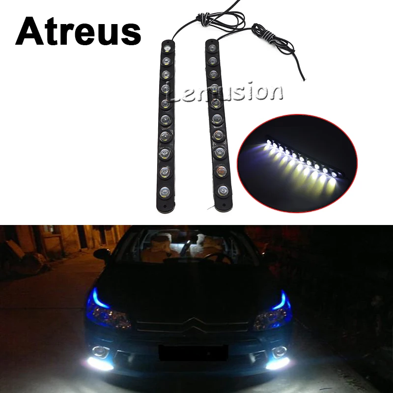 

Atreus 2pcs For BMW e46 e39 e36 x6 Audi a4 b6 a3 a6 c5 Renault duster Lada granta Car Daytime Running Light DRL Fog Lamp 10 LED