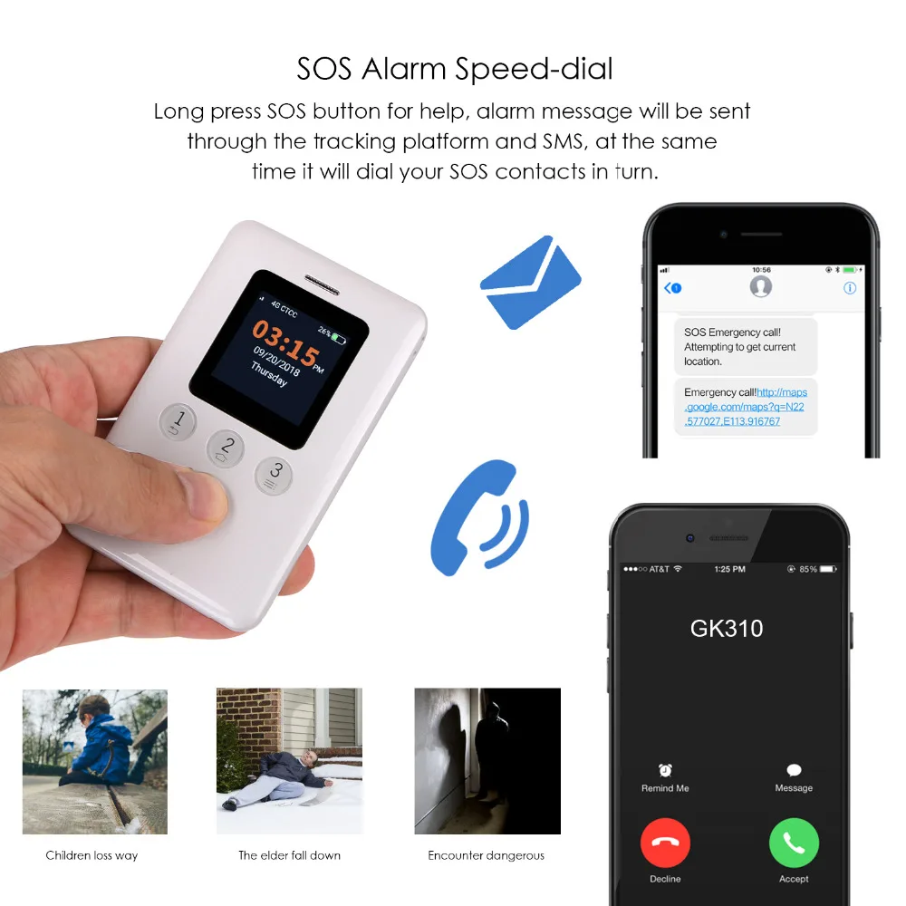 4G gps трекер SOS персональный локатор детский Портативный отслеживание GK310