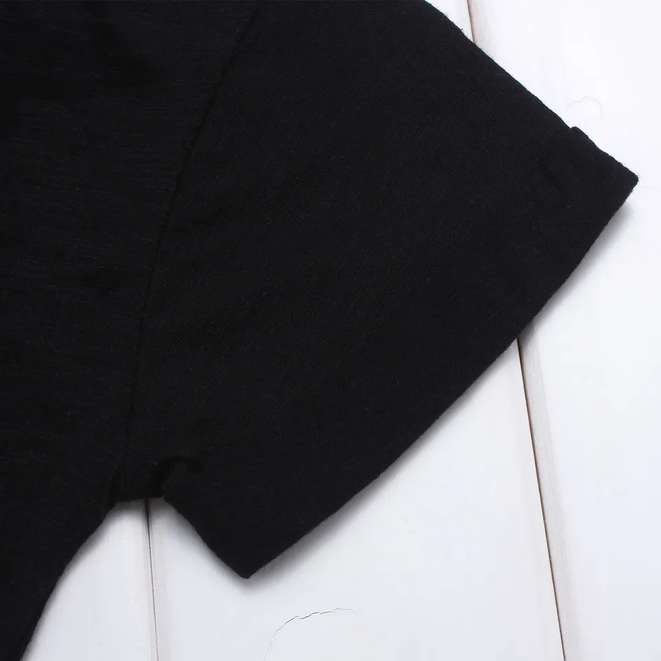 COSPOT Baby Boys Girls Summer Short-Sleeved T-Shirt - Kids Plain Color Black Cotton Basic Tee - Ages 1-6 image 3
