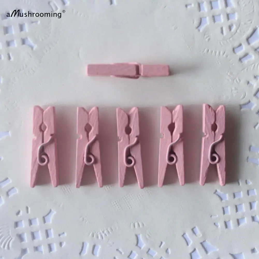 50 solid pink Mini Pegs Clothespins candy bar birthday party baby shower girls wedding planner baptism decoration babyshower|wedding banner|baby