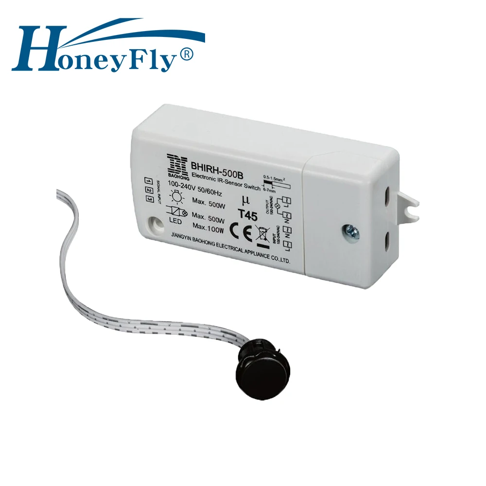 

HoneyFly 2pcs IR Sensor Switch 500W 100-240V (Max.100W For LEDs) Infrared Switch Motion Sensor Intelligent Auto On/off 5-10CM