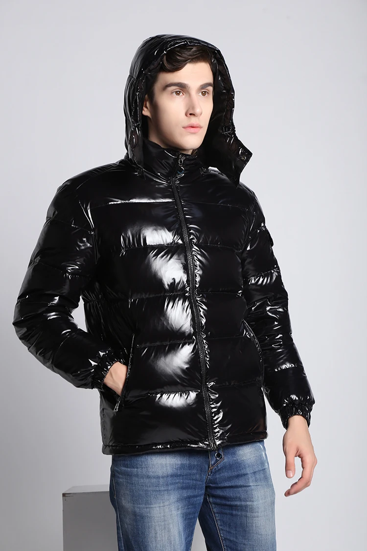 Зимняя мужская пуховая куртка зимнее пуховое пальто для мальчиков блестящая зимняя мужская зимняя одежда Повседневная плотная теплая куртка с капюшоном пальто для мальчиков 3XL