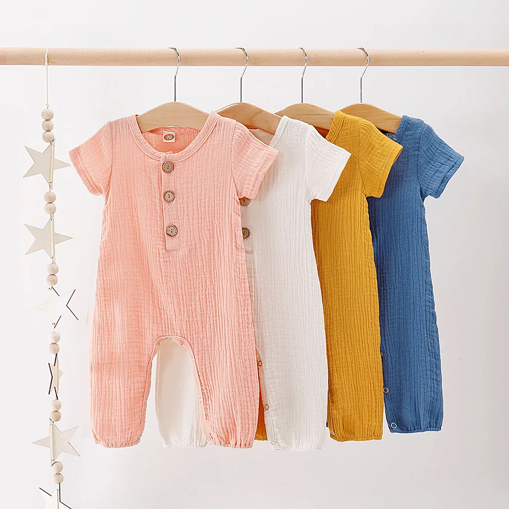 

Baby Clothing Summer Rompers Infant Baby Boys&Girls Short Sleeve Ruffles Solid Romper Jumpsuit Clothes Suit for 0-24M baby @30