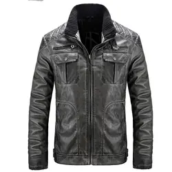 2018 осенние черные зимние Для мужчин; кожаные куртки Для мужчин стенд воротник пальто мужской мотоцикл Для мужчин кожаные куртки и пальто 3XL