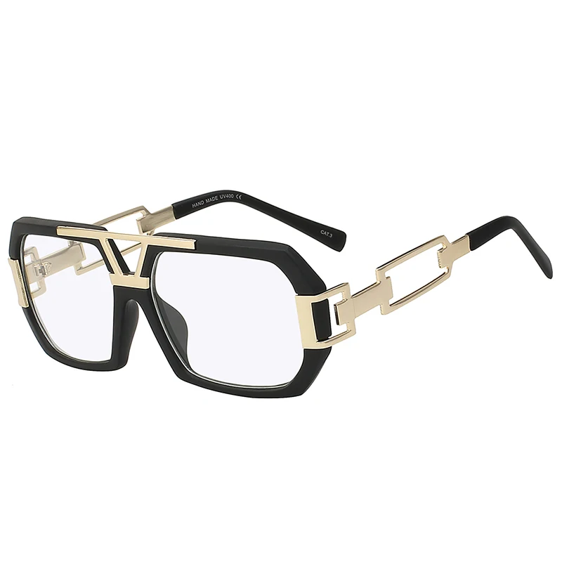 Новинка, квадратные мужские модные солнцезащитные очки, большая оправа для мужчин, s солнцезащитные очки, фирменный дизайн, градиентные очки, gafas de sol hombre - Цвет линз: Matte black w clear