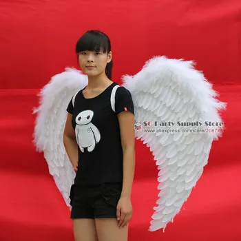 

Natural feather white angel wings for magazine photoshoot horse show party props 120*85cm EMS Free shipping