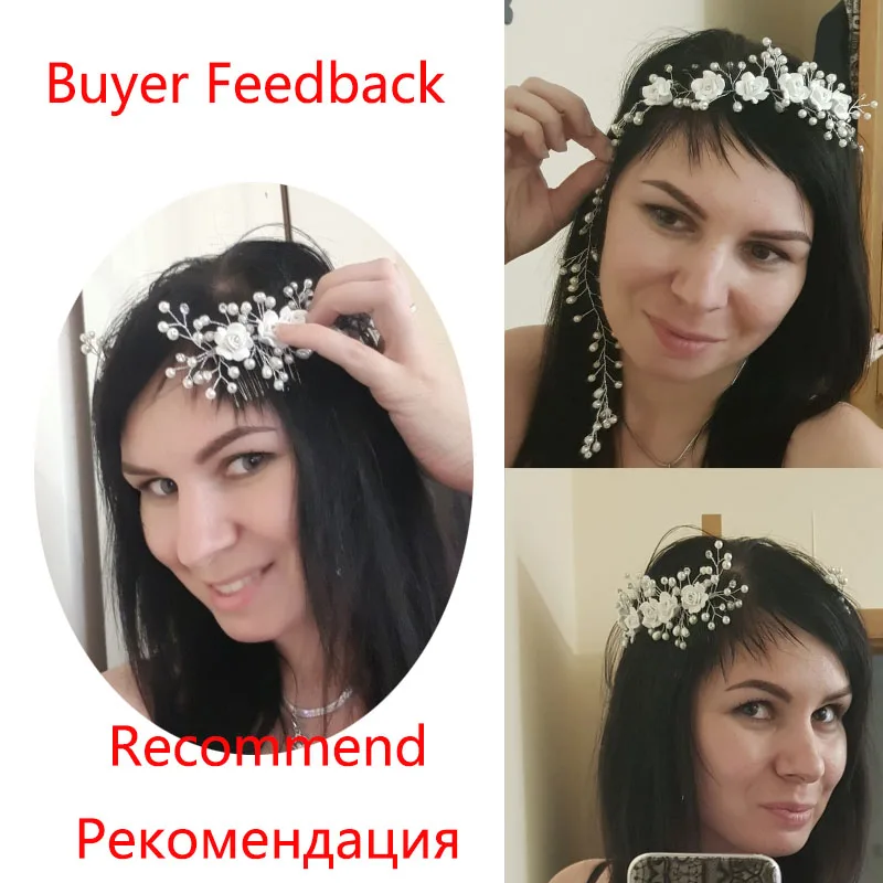 New Hair Accessories For Women Pearl Flower Hairband Wedding Bride Tiaras Crown Headband Hair Comb Clips coroa de noiva Jewelry - Image 2