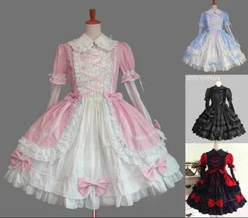 

Hight Quality Adult Summer Pink Red Lolita dress Woman Ladies Dress for Lolita Cosplay costume