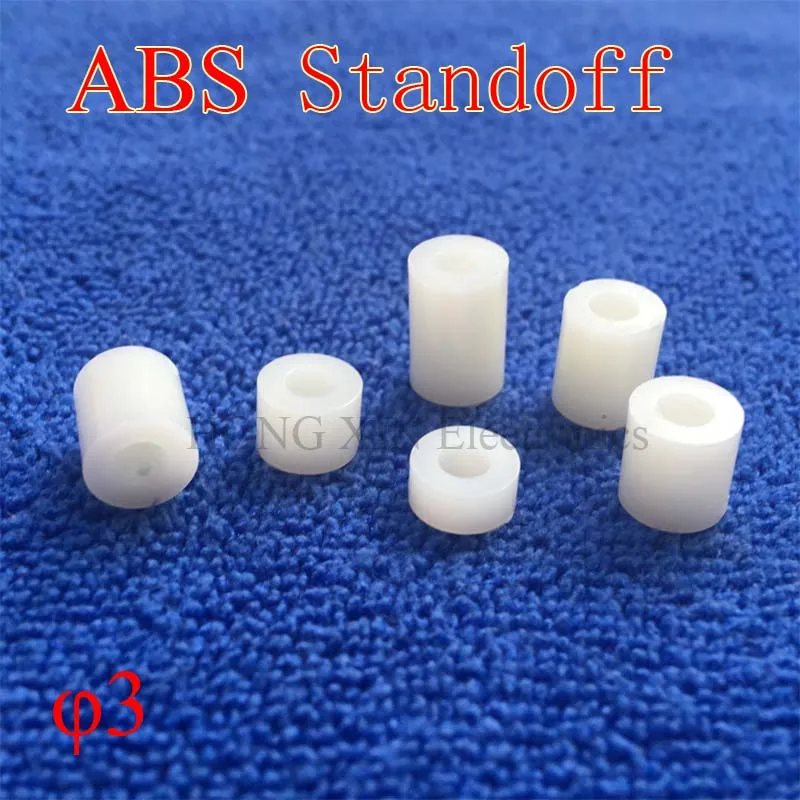 YJZG 50pcs M3 M4 black or white ABS Rround spacer standoff Nylon Non-Threaded Spacer Round Hollow Standoff Washer Color : Black colour, Length : 9mm, Size : M3