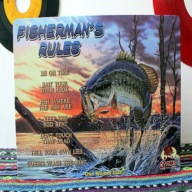 Fishing Decor Fisherman S Rules Metal Tin Sign Wall Rustic Plaque Fishing Decor Fisherman S Rules Metal Tin Sign Wall Rustic Plaque Art Fish Decoration