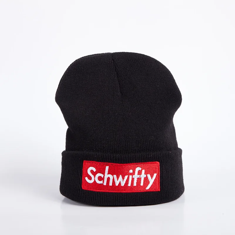 

Brand Unisex Warm Skullies Beanie Embroidery Skiing Knit Hats Get Schwifty Beanie Rick And Morty Winter Knitted Hats Schwifty