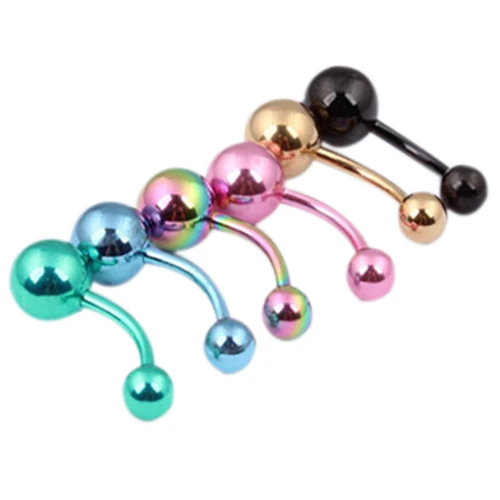6 Pcs TITANIUM BELLY Button navel rings Banana Bar Body Piercing Jewelry on