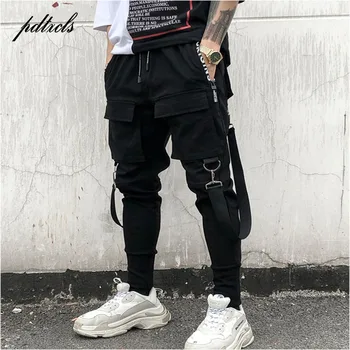 NEW Hot Side Pockets Pencil Pants Mens Hip Hop Patchwork Cargo Ripped Sweatpants Joggers Trousers Male