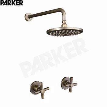 

Bathroom Waterfall Shower Faucet Set antique Brass Rainfall Shower Heads With Embedded Box Shower Mixer Valve