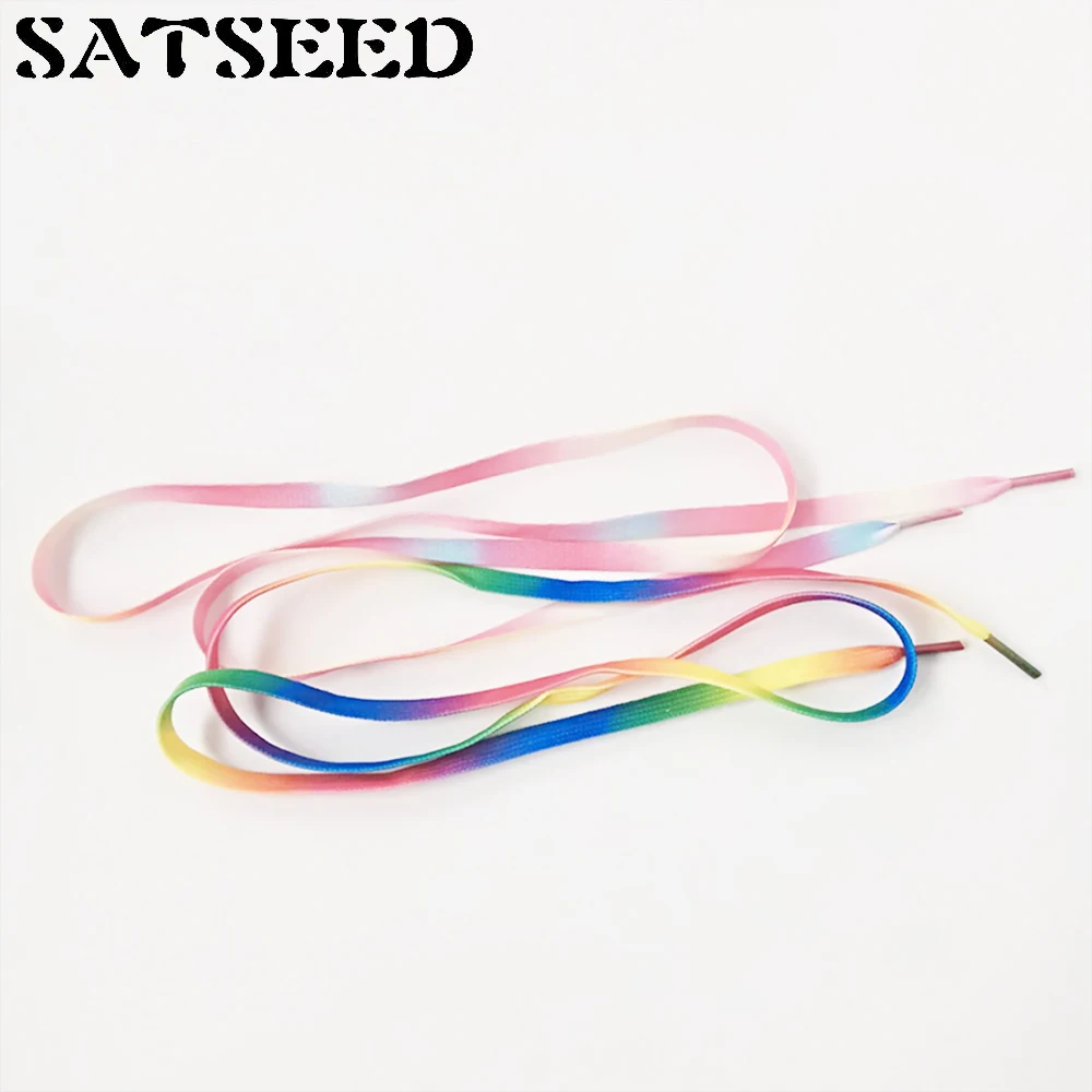 

Shoelaces For Sneakers Sport Shoes 8mm Wide Rainbow Red Yellow Blue Green Colorful Laces Flat 100cm 120cm 140cm New