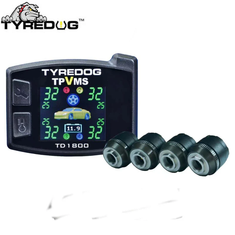 Tyredog Wireless Tyre Pressure Monitoring System TD1800 4 external sensors PSI BAR Car font b TPMS